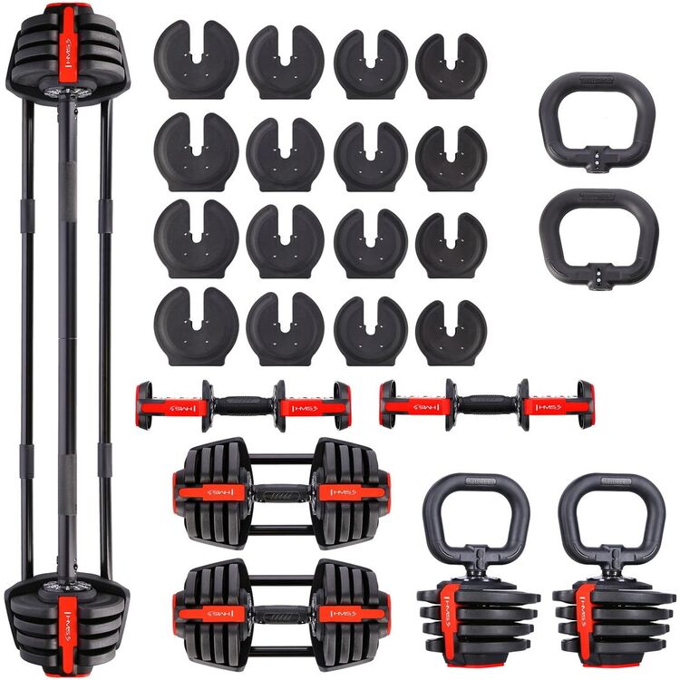 Set gantere + halteră + greutăți 3în1 HMS SGR18 (Black/Red)