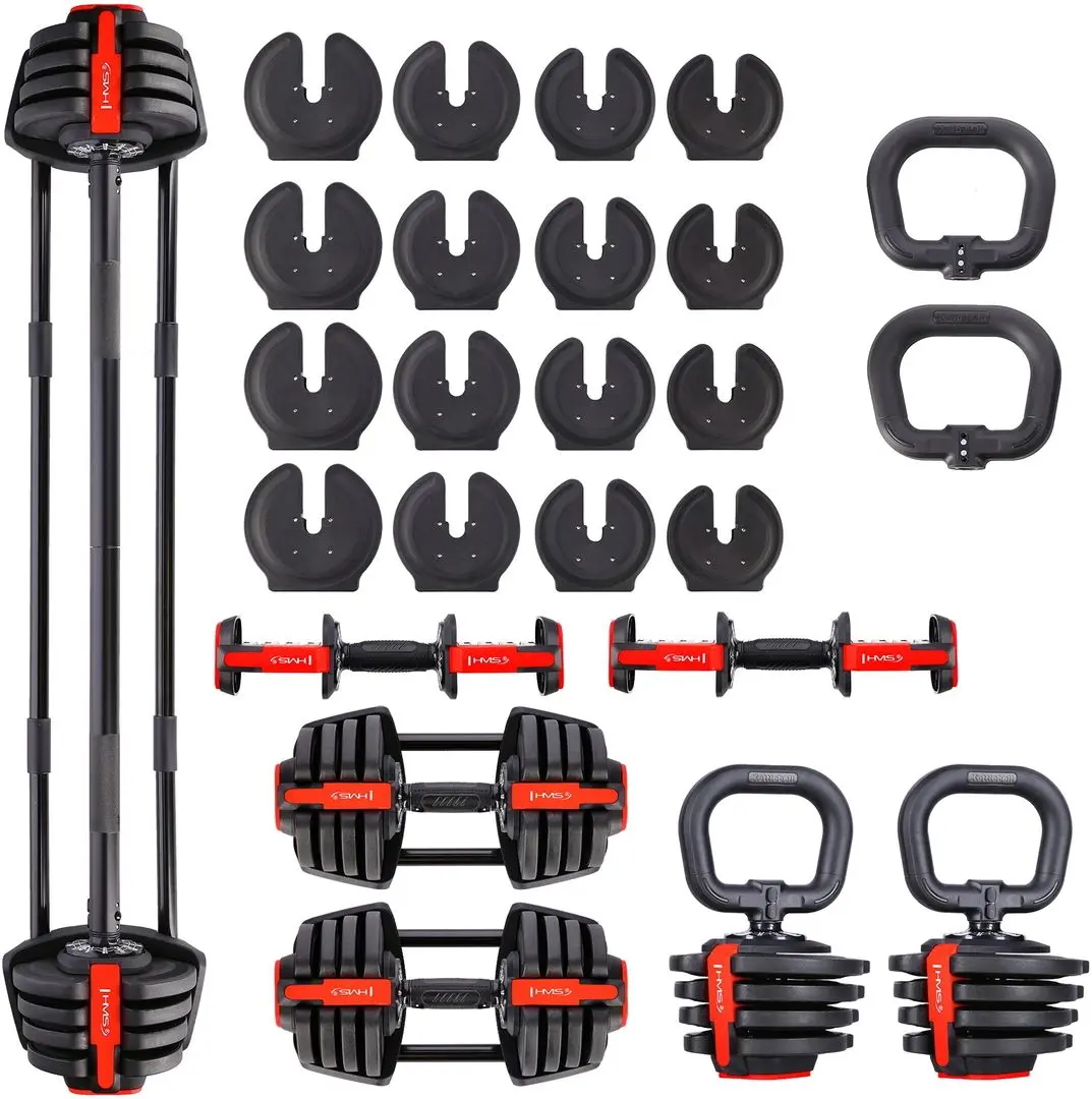 Набор гантели + штанга + гири 3в1 HMS SGR18 (Black/Red)