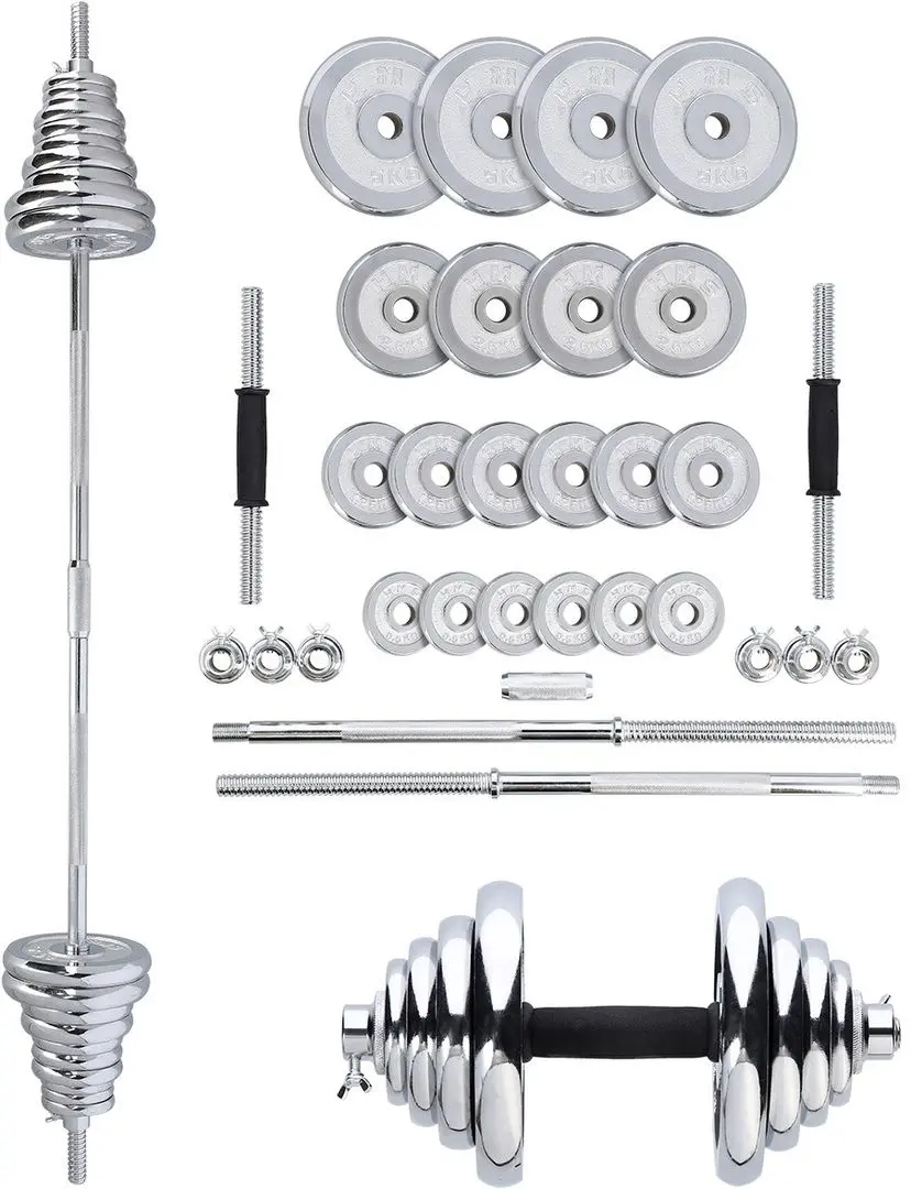 Набор штанги-гантели в чемодане HMS STC55 55кг (Black/Chrome)