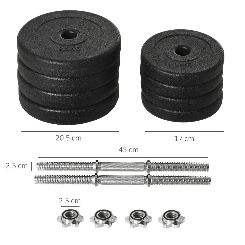 Гантель HomCom 25kg (Black/Silver) - 3