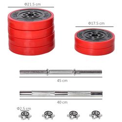 Гантели-штанга 2в1 Homcom A91-156 30kg (Red/Black) Thumb