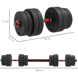 Набор гантелей + штанга Homcom A91-143V02BK 30kg (Black) Thumb