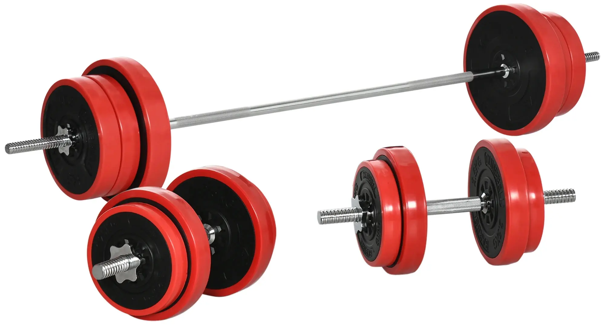 Набор гантели + штанга Homcom A91-237V00RD 65kg (Red/Black) - 2