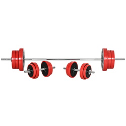 Набор гантели + штанга Homcom A91-237V00RD 65kg (Red/Black)
