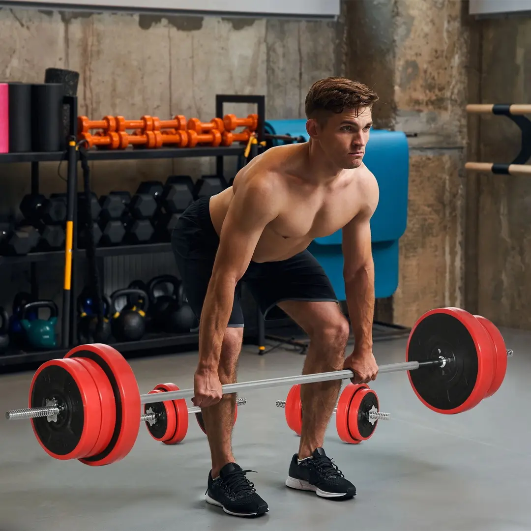 Набор гантели + штанга Homcom A91-237V00RD 65kg (Red/Black) - 7