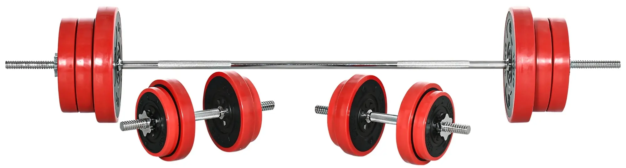 Набор гантели + штанга Homcom A91-237V00RD 65kg (Red/Black)