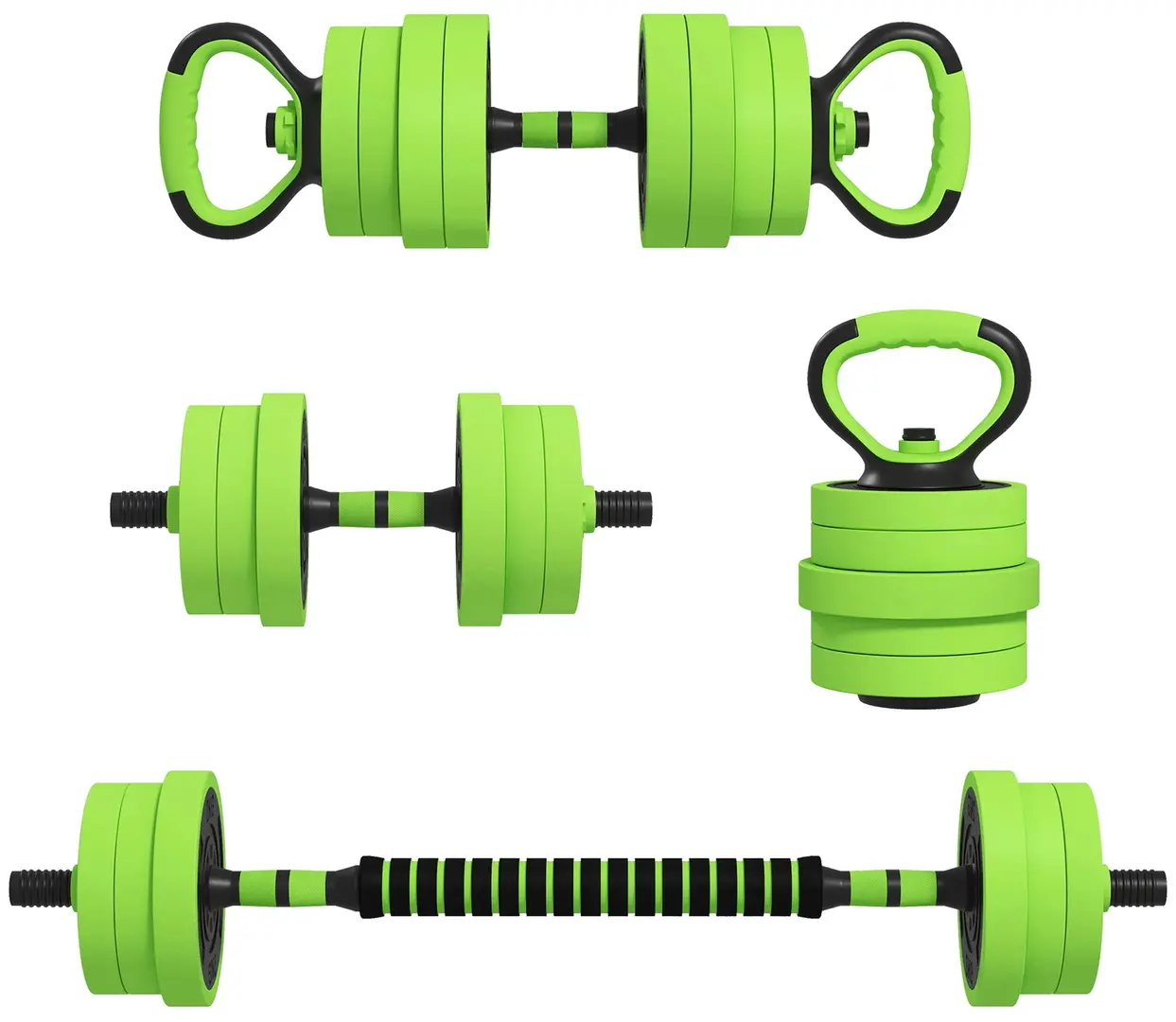 Набор гантели + штанга Homcom A91-287V03GN 40kg (Green)