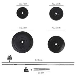 Набор гантели + штанга Homcom B1-0013 55kg (Silver/Black) Thumb