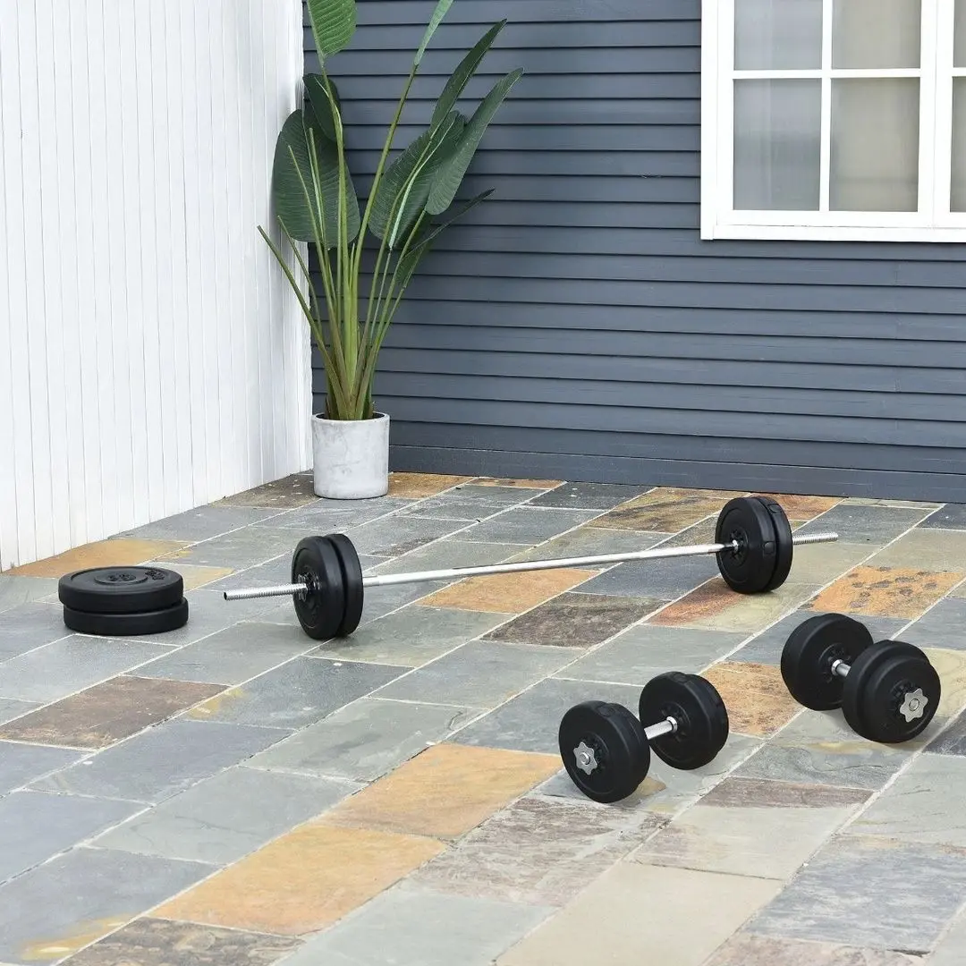 Набор гантели + штанга Homcom B1-0013 55kg (Silver/Black) - 8