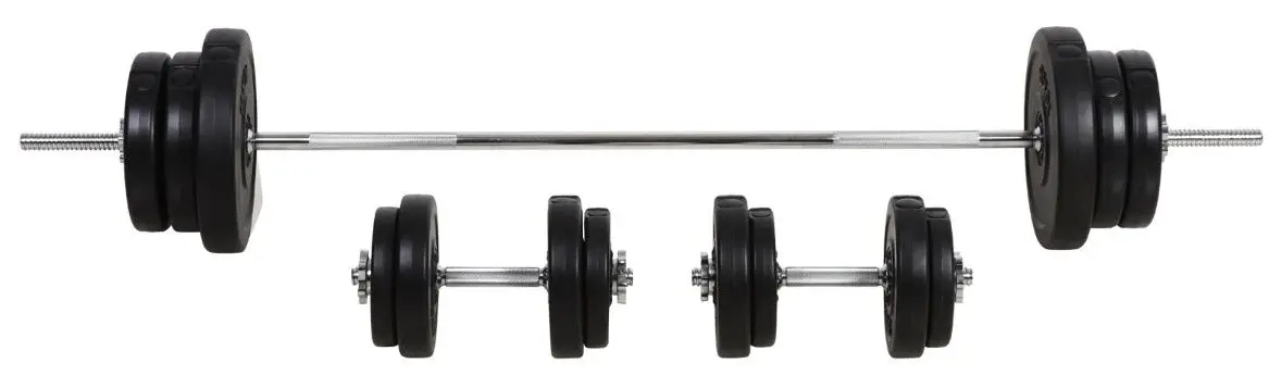 Набор гантели + штанга Homcom B1-0013 55kg (Silver/Black)