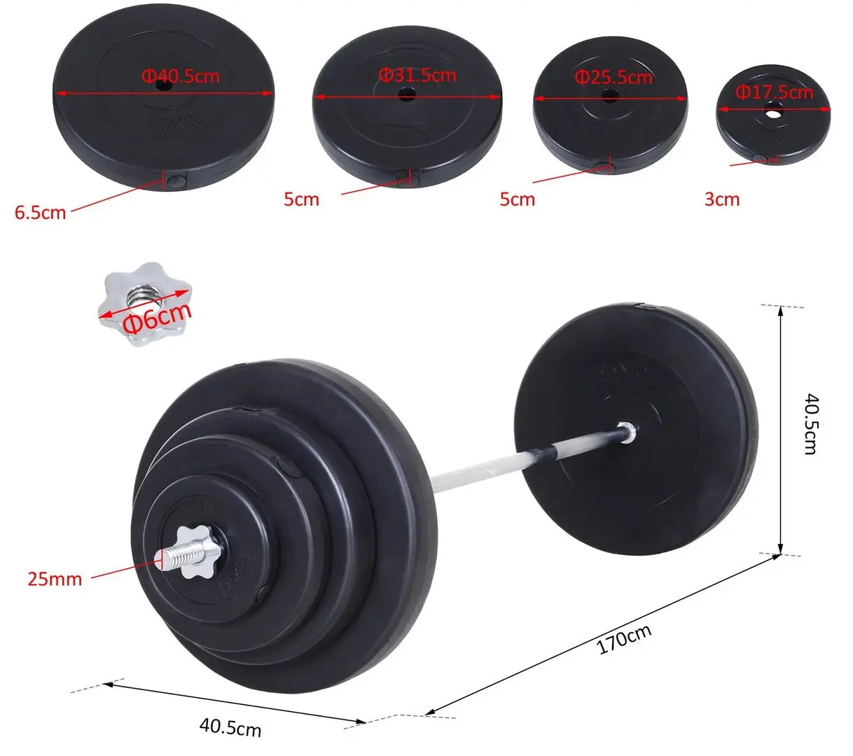 Haltera Homcom A91-074 70kg (Black) - 7