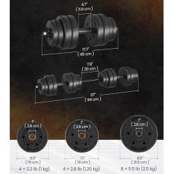 Гантели-штанга 2в1 Songmics SYL30HBK 2x15kg (Black) Thumb
