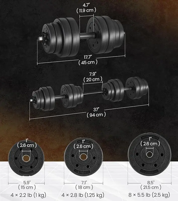 Гантели-штанга 2в1 Songmics SYL30HBK 2x15kg (Black) - 3