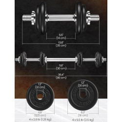 Набор гантели-штанга 2в1 Songmics SYL20LBKV1 20kg (Ink Black) Thumb