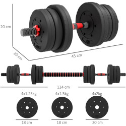 Набор гантелей + штанга Sportnow A91-143V01BK 20kg (Black) Thumb