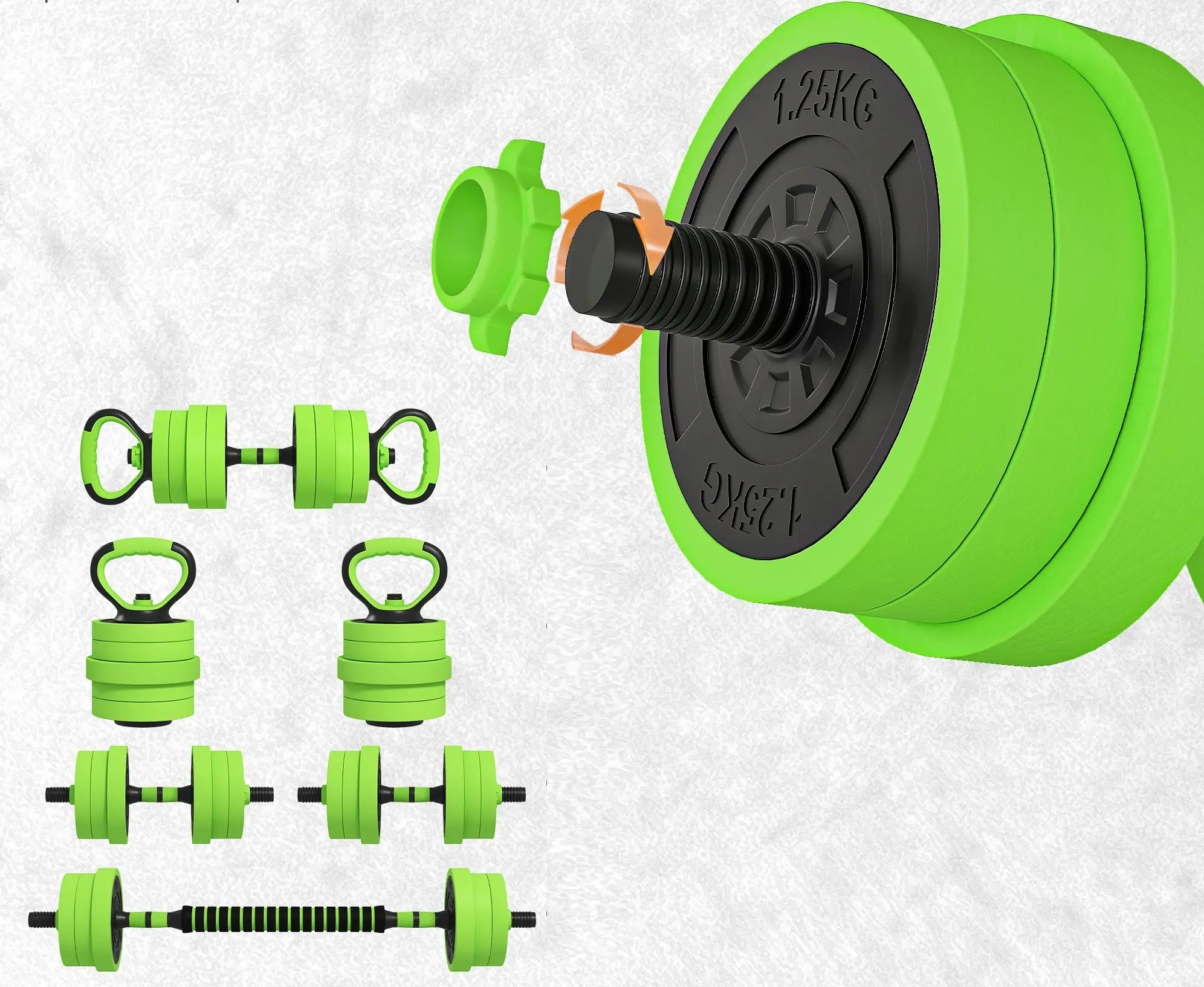 Set gantere + haltera Sportnow A91-287V00GN 20kg (Green) - 2