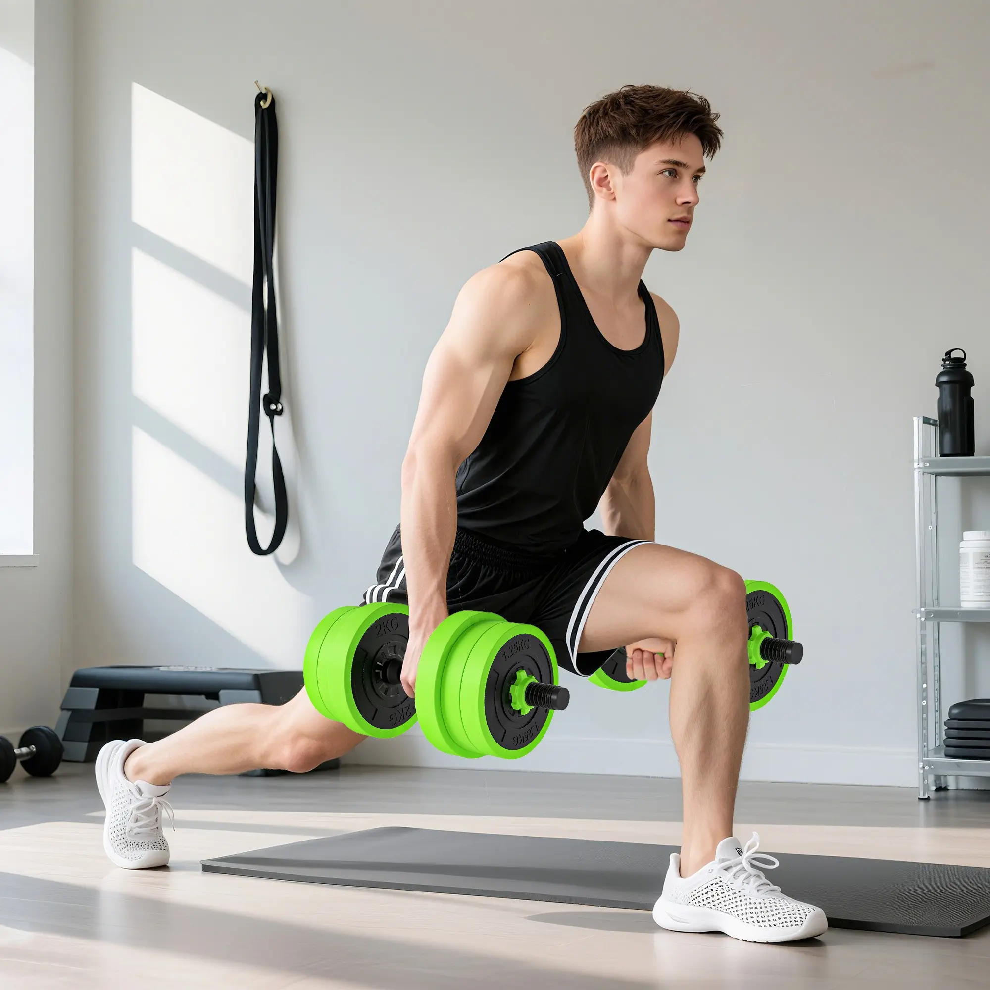 Set gantere + haltera Sportnow A91-287V00GN 20kg (Green) - 3