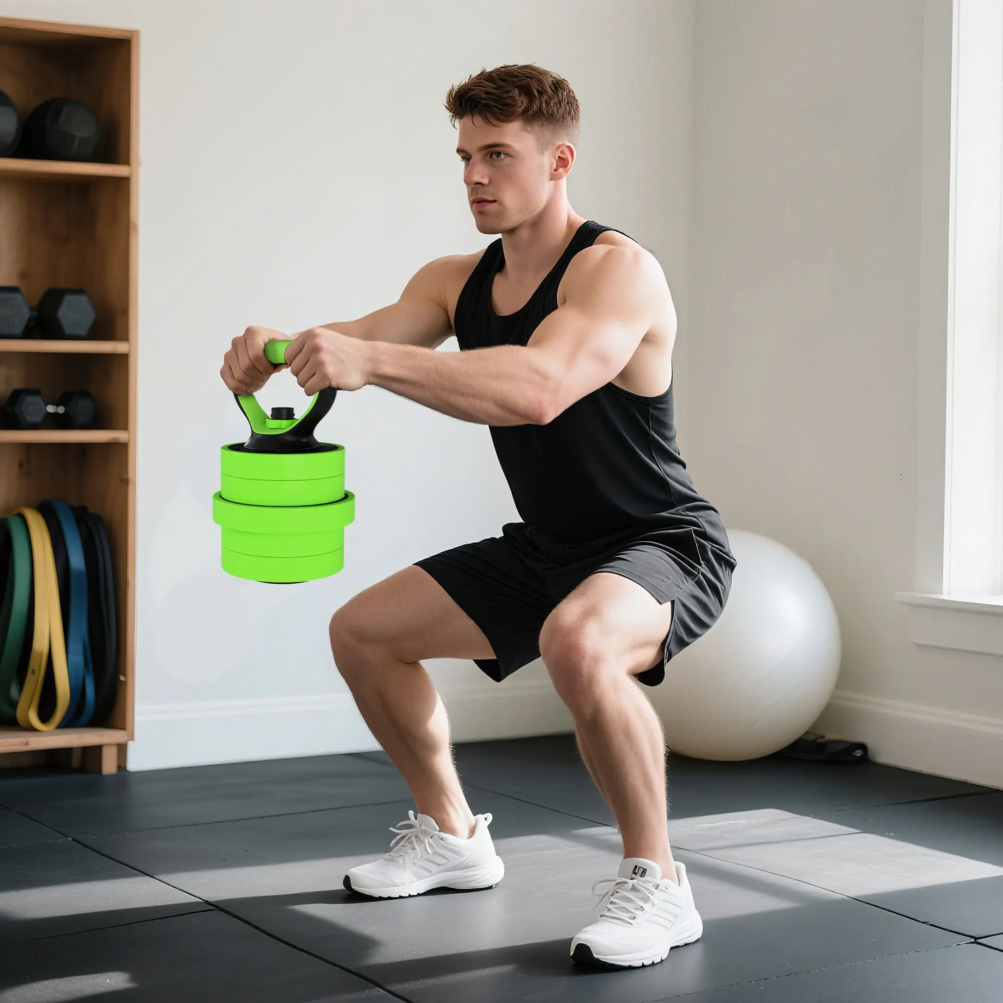 Set gantere + haltera Sportnow A91-287V00GN 20kg (Green) - 4