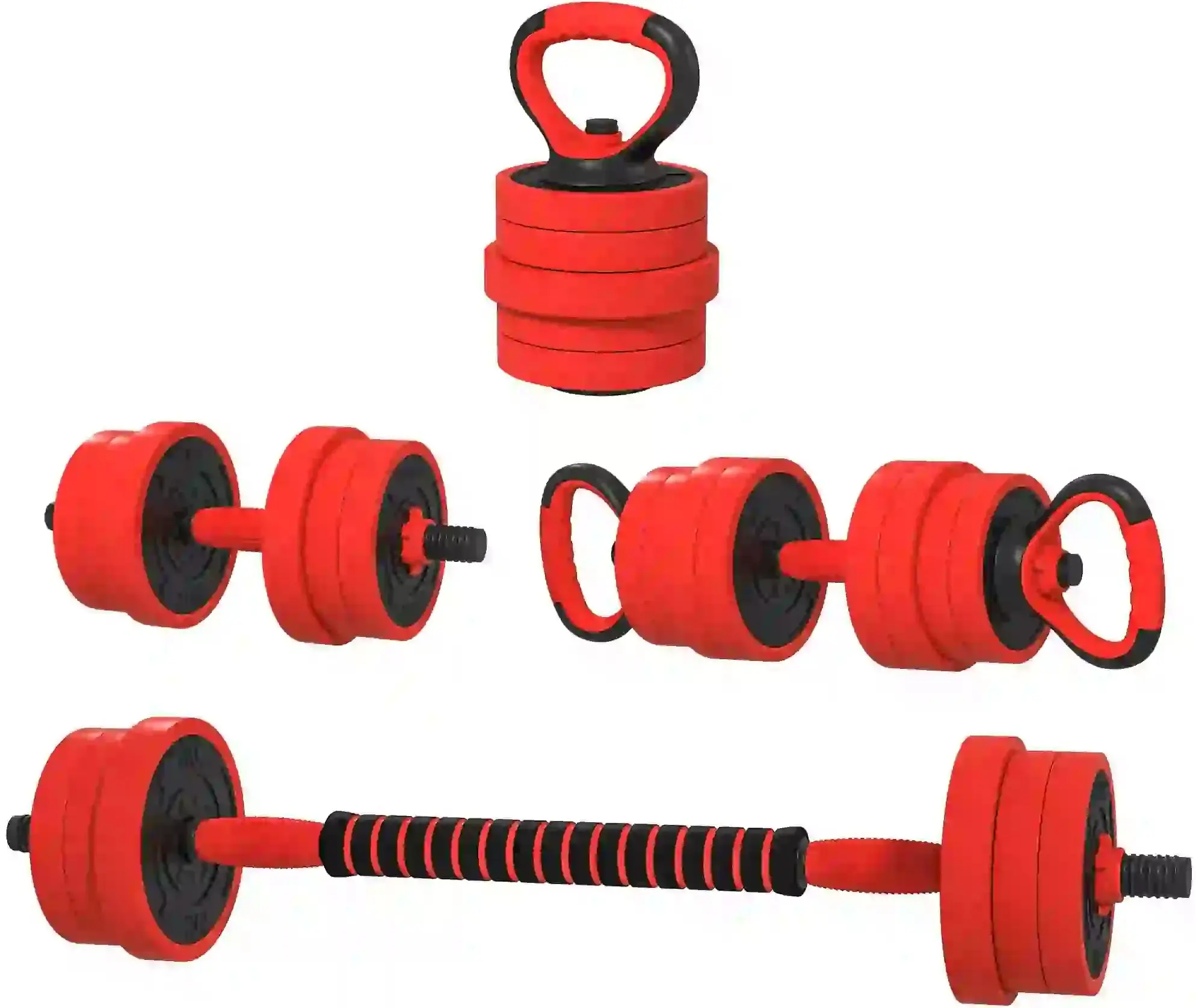 Набор гантелей + штанга Sportnow A91-287V02RD 30kg (Red) - 2
