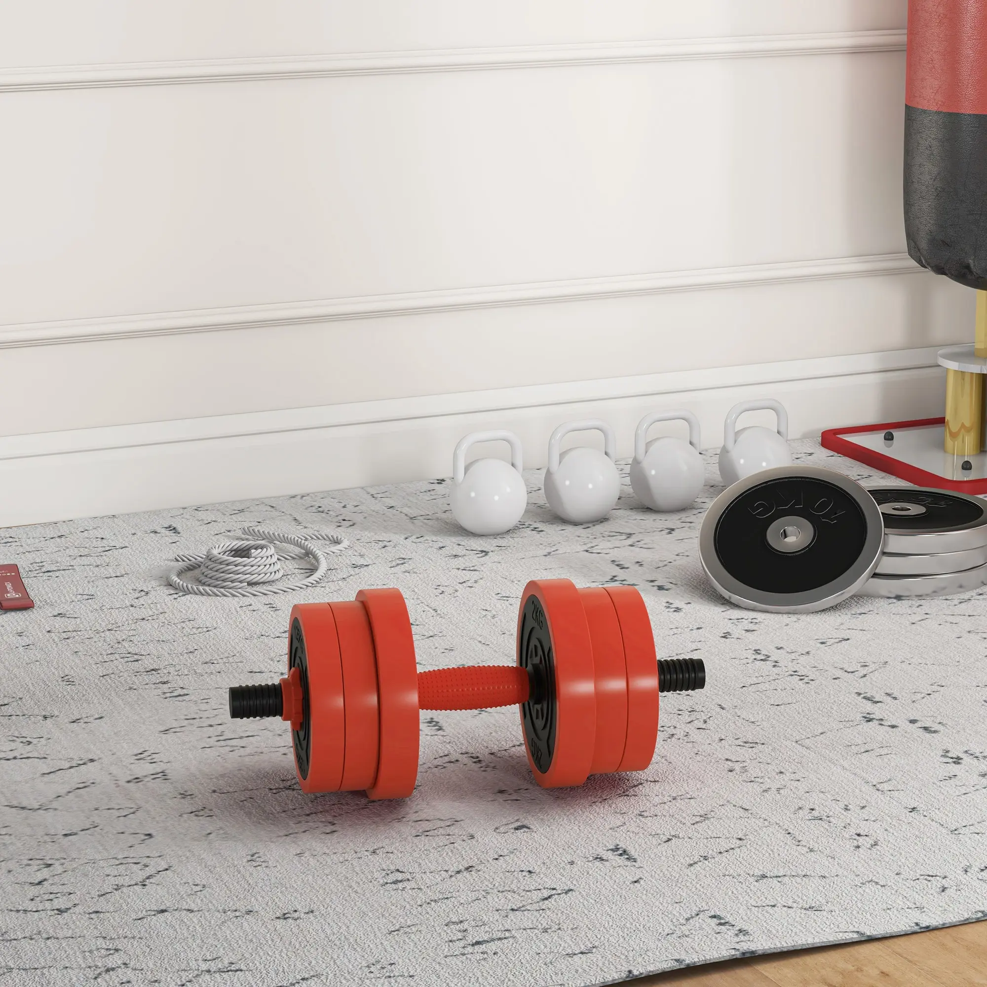Набор гантелей + штанга Sportnow A91-287V02RD 30kg (Red) - 4