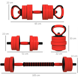Набор гантелей + штанга Sportnow A91-287V02RD 30kg (Red) Thumb