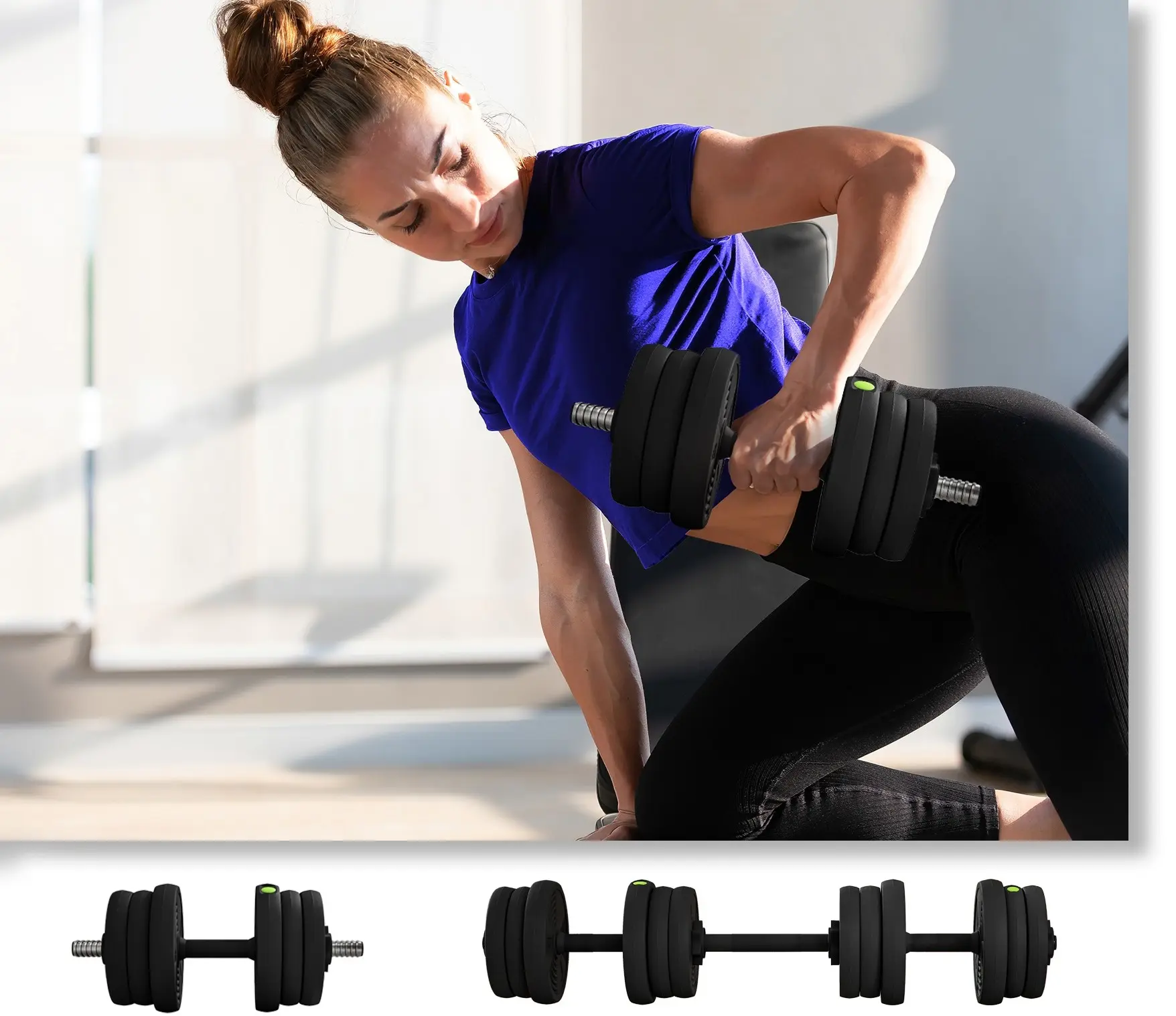 Набор гантелей + штанга Sportnow A91-318V01GN 20kg (Black) - 2