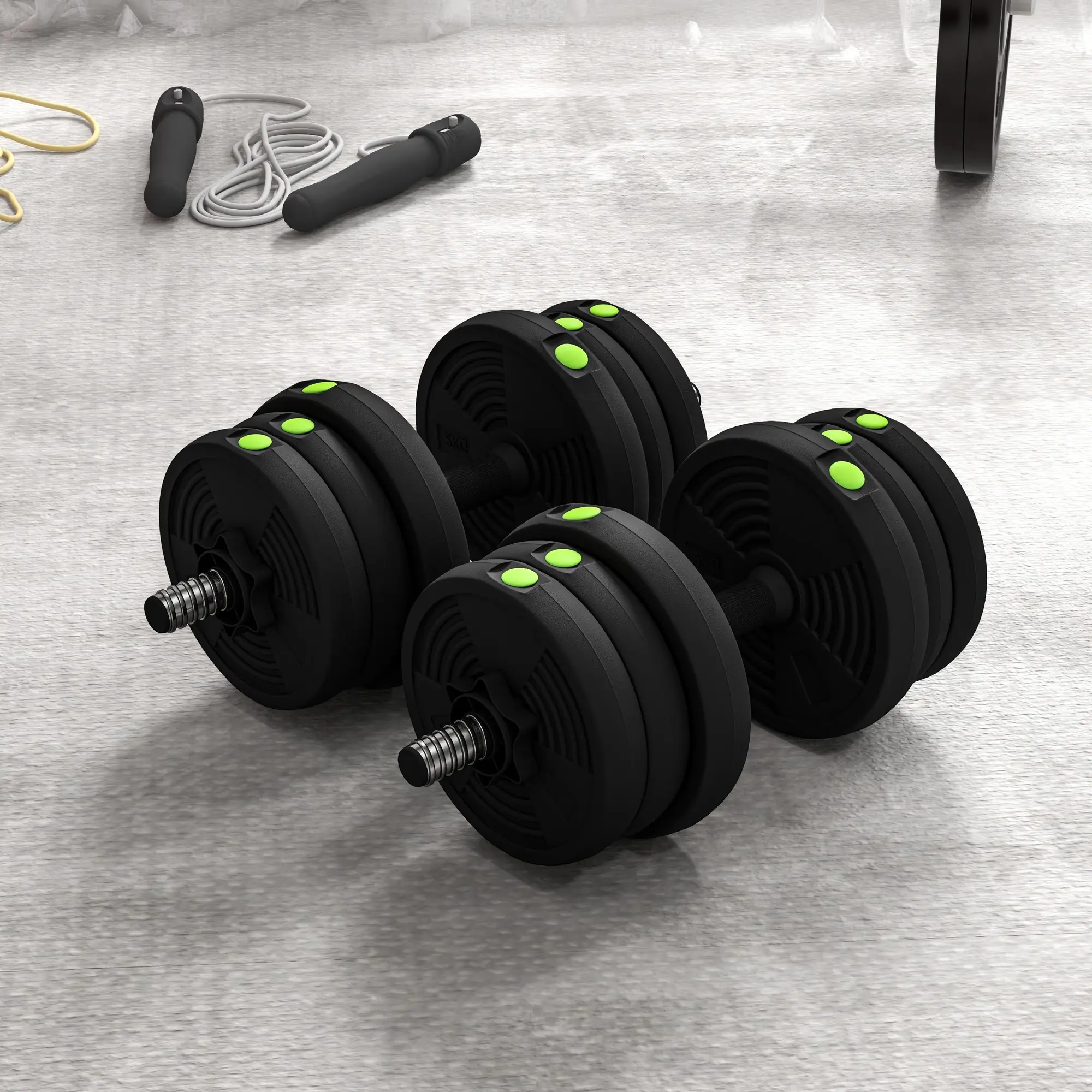 Набор гантелей + штанга Sportnow A91-318V01GN 20kg (Black) - 3