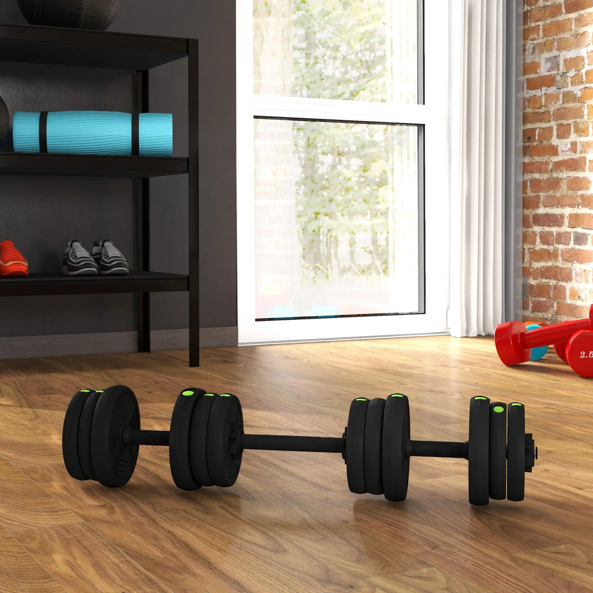 Набор гантелей + штанга Sportnow A91-318V01GN 20kg (Black) - 5