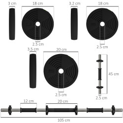 Набор гантелей + штанга Sportnow A91-318V01GN 20kg (Black) Thumb