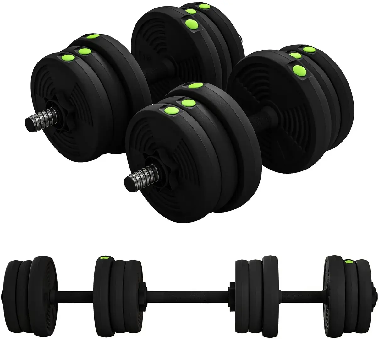 Набор гантелей + штанга Sportnow A91-318V01GN 20kg (Black)