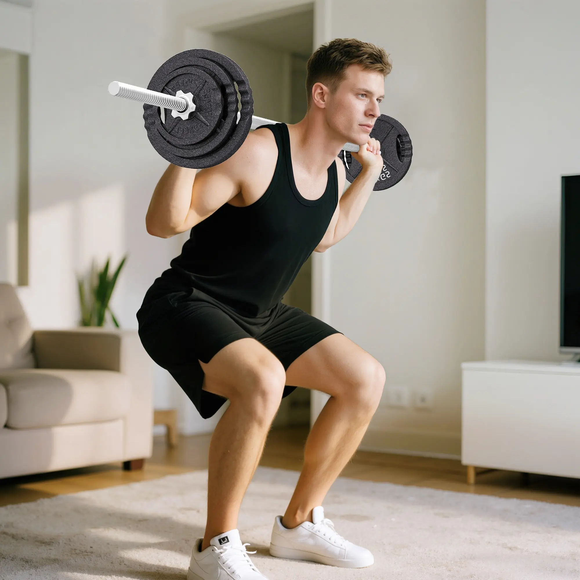 Набор гантелей + штанга Sportnow A91-425V00BK 42kg (Black) - 5