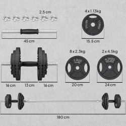 Набор гантелей + штанга Sportnow A91-425V00BK 42kg (Black) Thumb