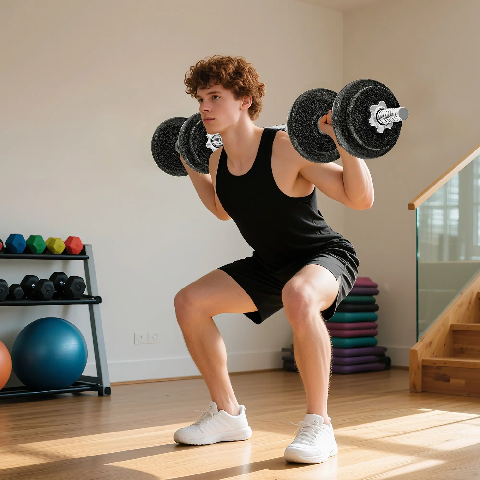 Набор гантелей + штанга Sportnow A91-428V00GY 20kg (Grey) - 2