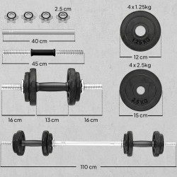 Набор гантелей + штанга Sportnow A91-428V00GY 20kg (Grey) Thumb