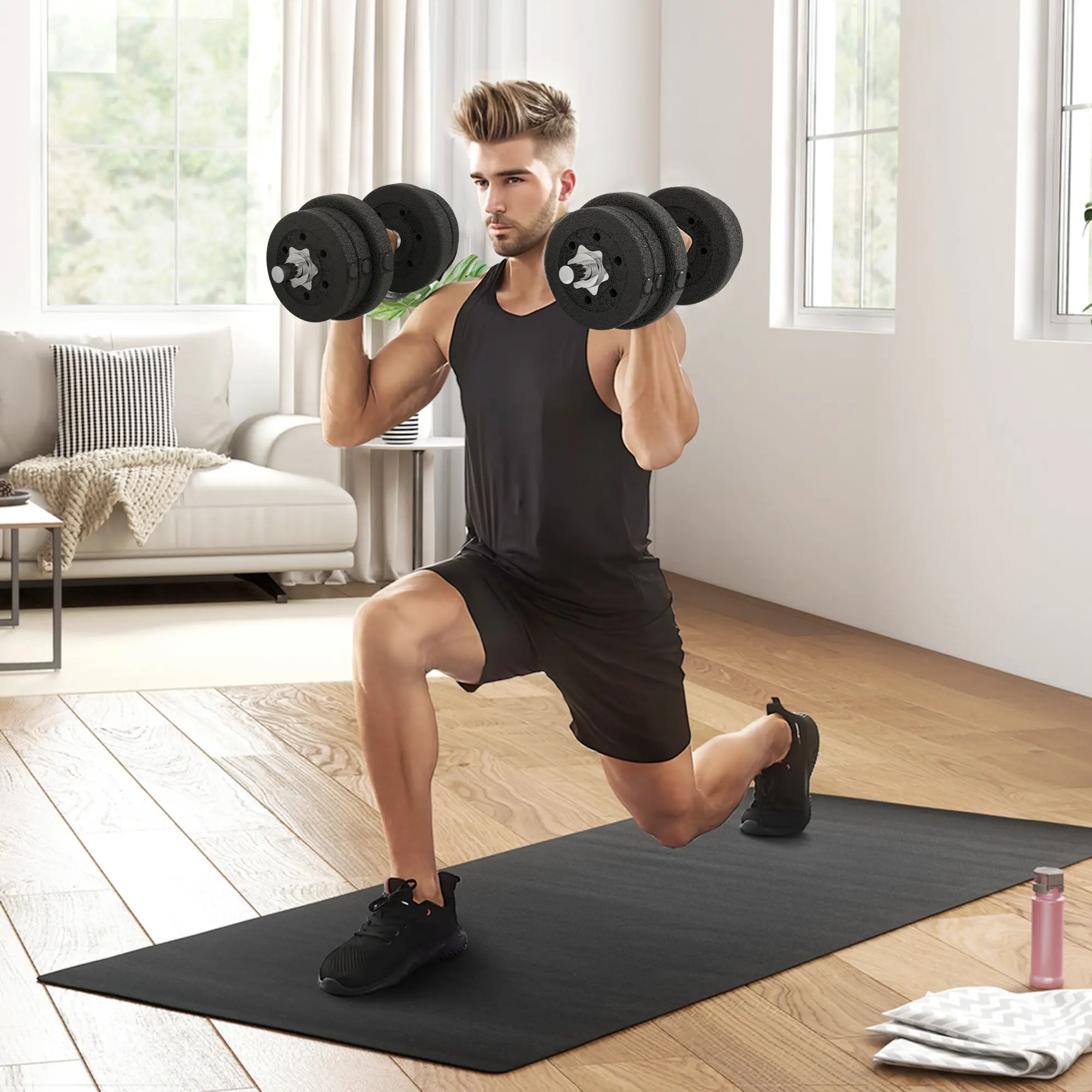 Набор гантели Sportnow A91-139V04BK 25kg (Black) - 8