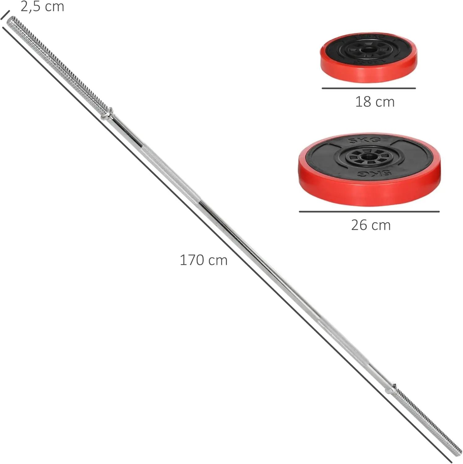 Штанга Sportnow A91-286V00RD 30kg (Red) - 7