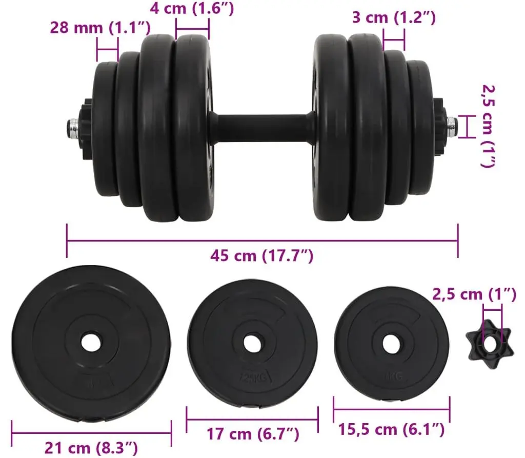 Gantera reglabila VidaXL 90268 15kg (Black)