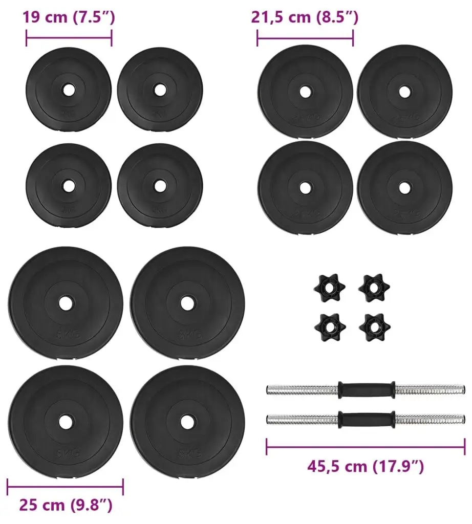 Gantere reglabele VidaXL 3145016 2х20kg (Black)