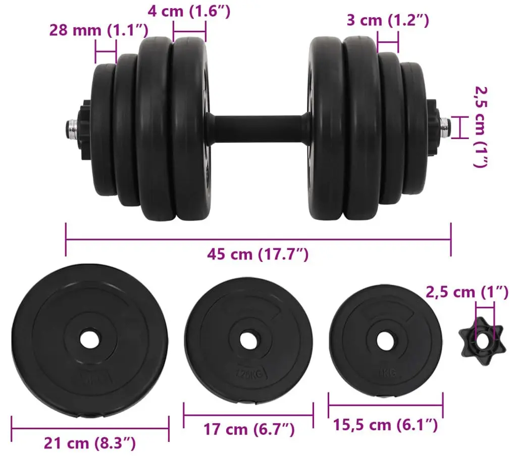 Gantere reglabele VidaXL 90267 2х15kg (Black)