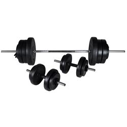 Set suport + haltere + gantere VidaXL 275349 (White/Black) Thumb