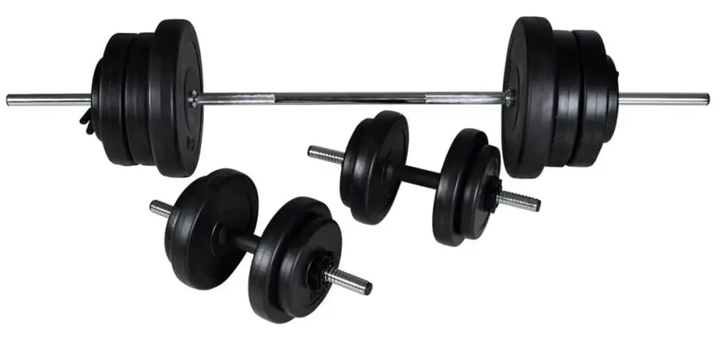 Set suport + haltere + gantere VidaXL 275349 (White/Black)