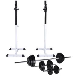 Комплект стойка + штанга + гантели VidaXL 275353 (White/Black)