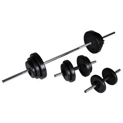 Комплект стойка + штанга + гантели VidaXL 275353 (White/Black) Thumb