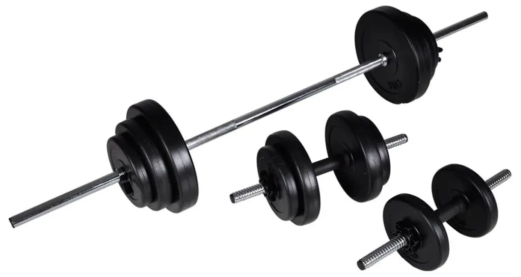 Комплект стойка + штанга + гантели VidaXL 275353 (White/Black)