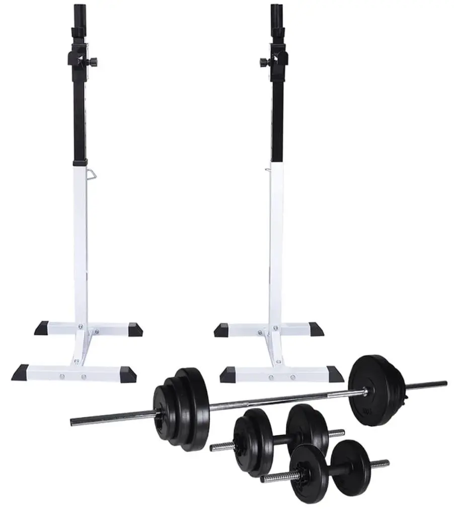 Комплект стойка + штанга + гантели VidaXL 275353 (White/Black)