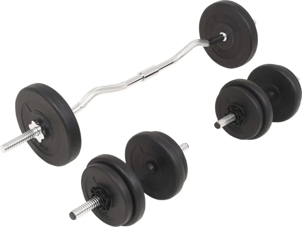 Set gantere + haltera VidaXL 91400 30 kg (Black)
