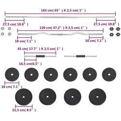 Set gantere + haltere VidaXL 93588 30kg (Black) Thumb