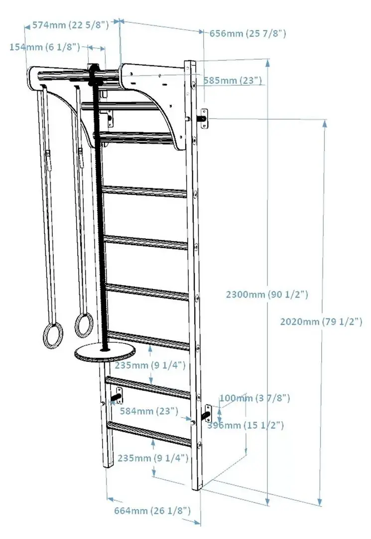 Шведская стенка BenchK 211W + A076 (White/Wood) - 5