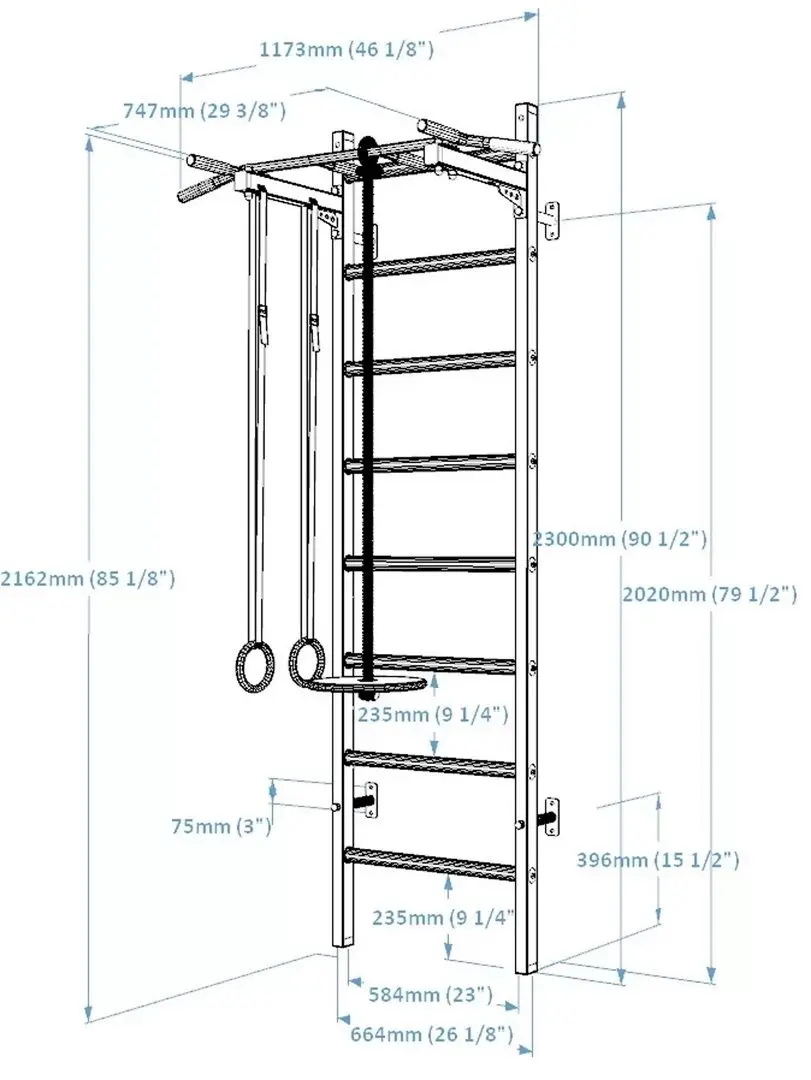 Шведская стенка BenchK 221W + A204 (White/Wood) - 2