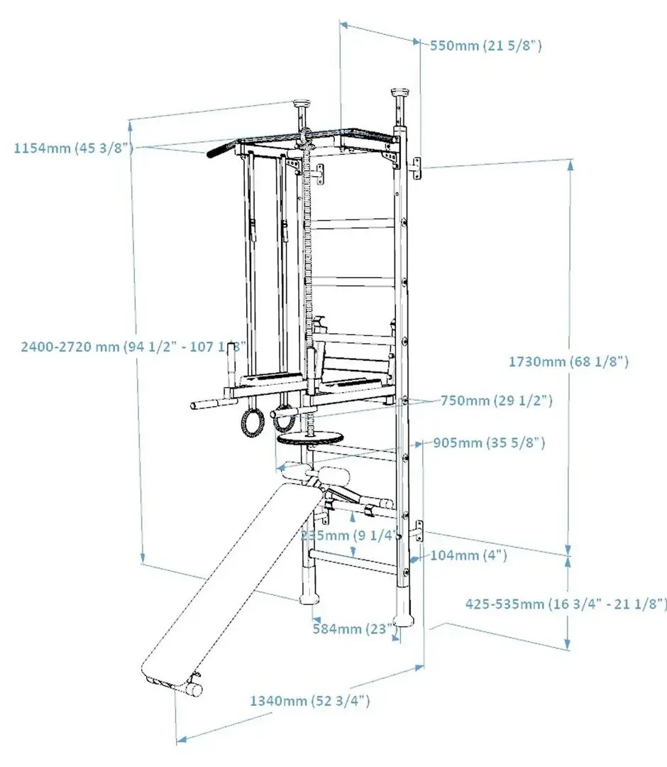 Шведская стенка BenchK 523W+A204 (White/Wood)